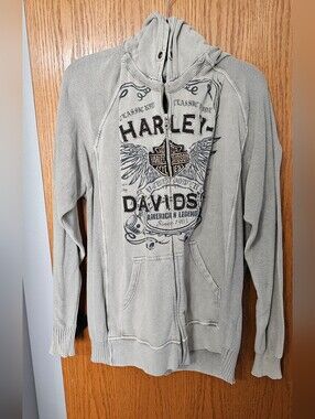 FINAL...Harley-Davidson Gray Zip Hoodie with Graphic Logo